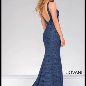 Jovani GLITTER SHIMMER Prom Dress High Neckline JERSEY MERMAID FITTED Size 4 NWT